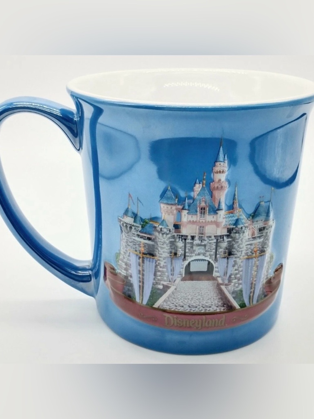 Disneyland 3D Sleeping Beauty Castle Tinker Bell Blue Coffee Mug Cup Vintage - Picture 7 of 12